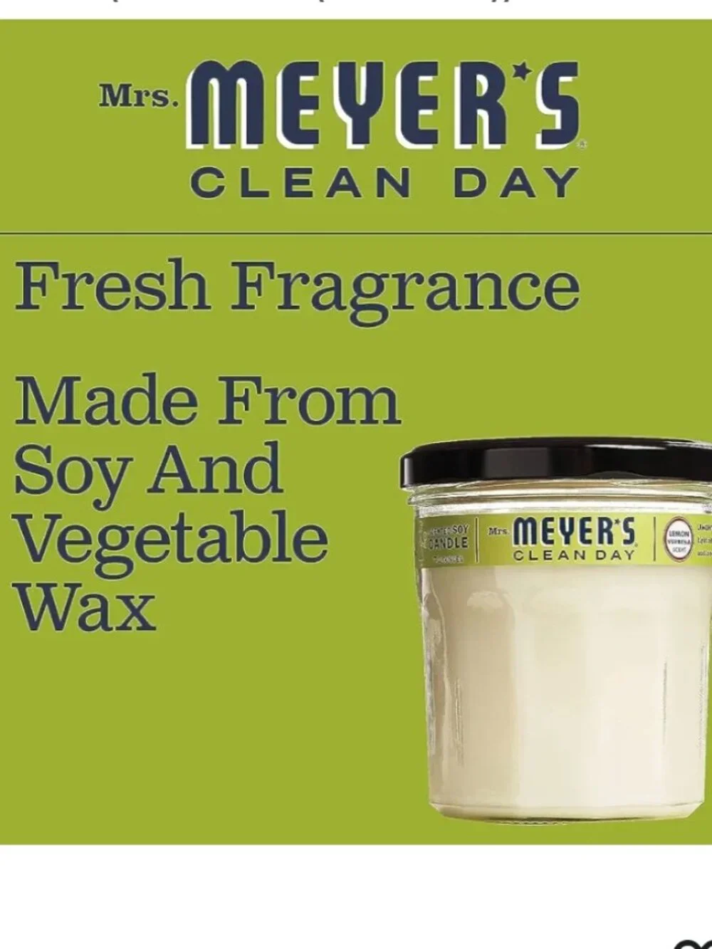 MRS.MYER'S CLEAN DAY LINE -SOY VERBENA FRAGRANCE- 35 HOUR BURNING-WHITE CANDLE